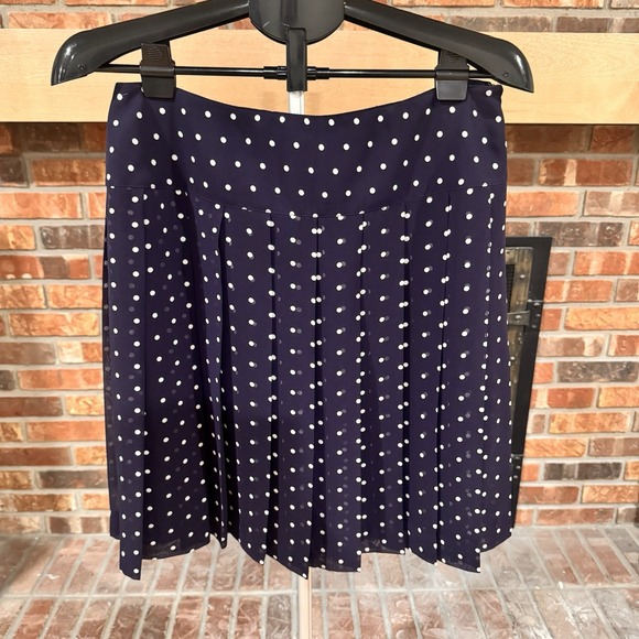 Nine & Co. Dresses & Skirts - Navy Blue White Polka Dot Pleated Skirt Lined Classic Preppy Workwear 10P